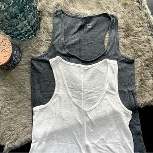MOSSIMO Set of 2- Charcoal & White Scoop Neck Racerback Tank Tops